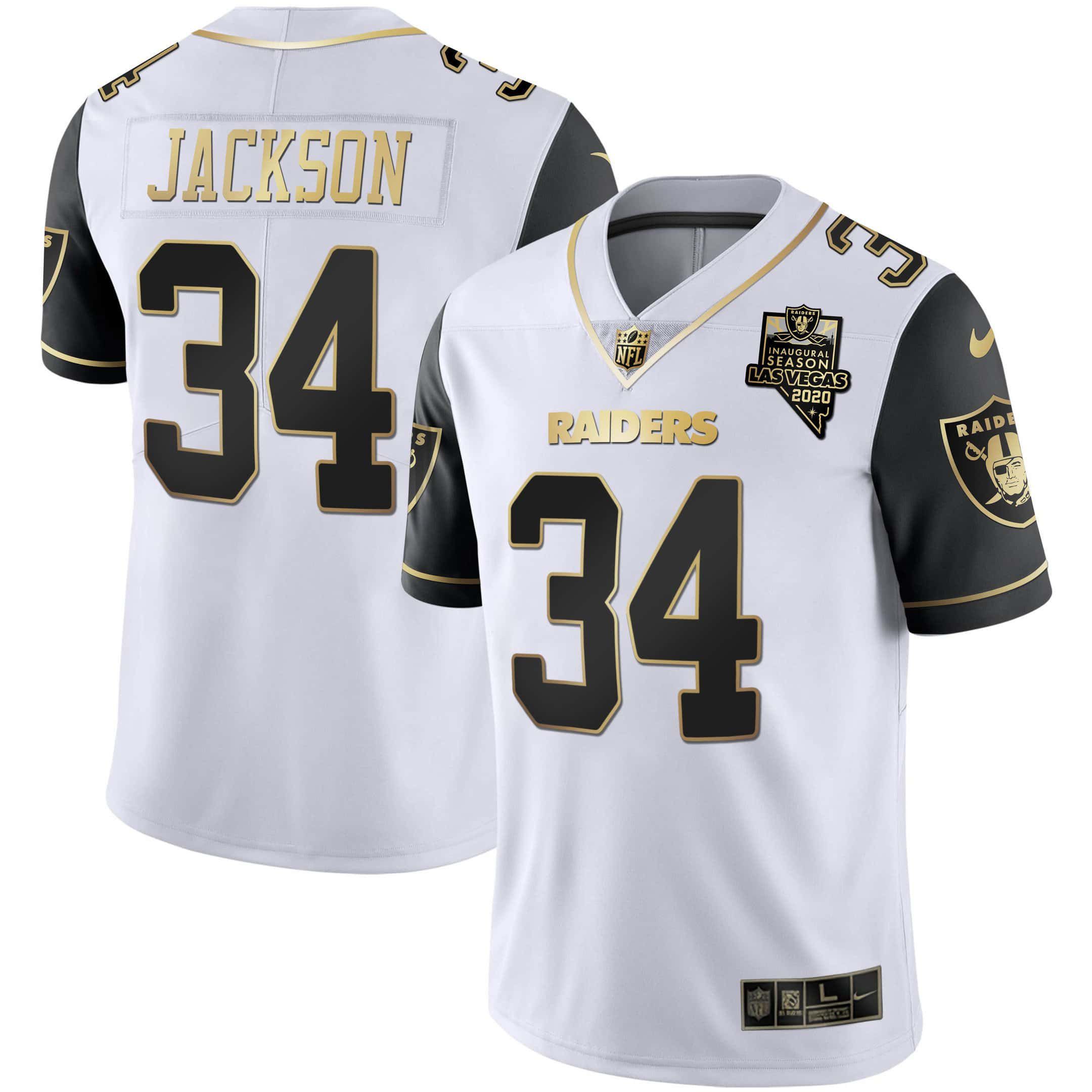 Men Oakland Raiders #34 Jackson 2024 Nike Vapor White Gold & Black Inverted Limited NFL Jersey style 1->indianapolis colts->NFL Jersey